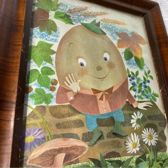 Vintage Framed Leonard Weisgard Humpty Dumpty Framed Nursery Print - Picture 6 of 8
